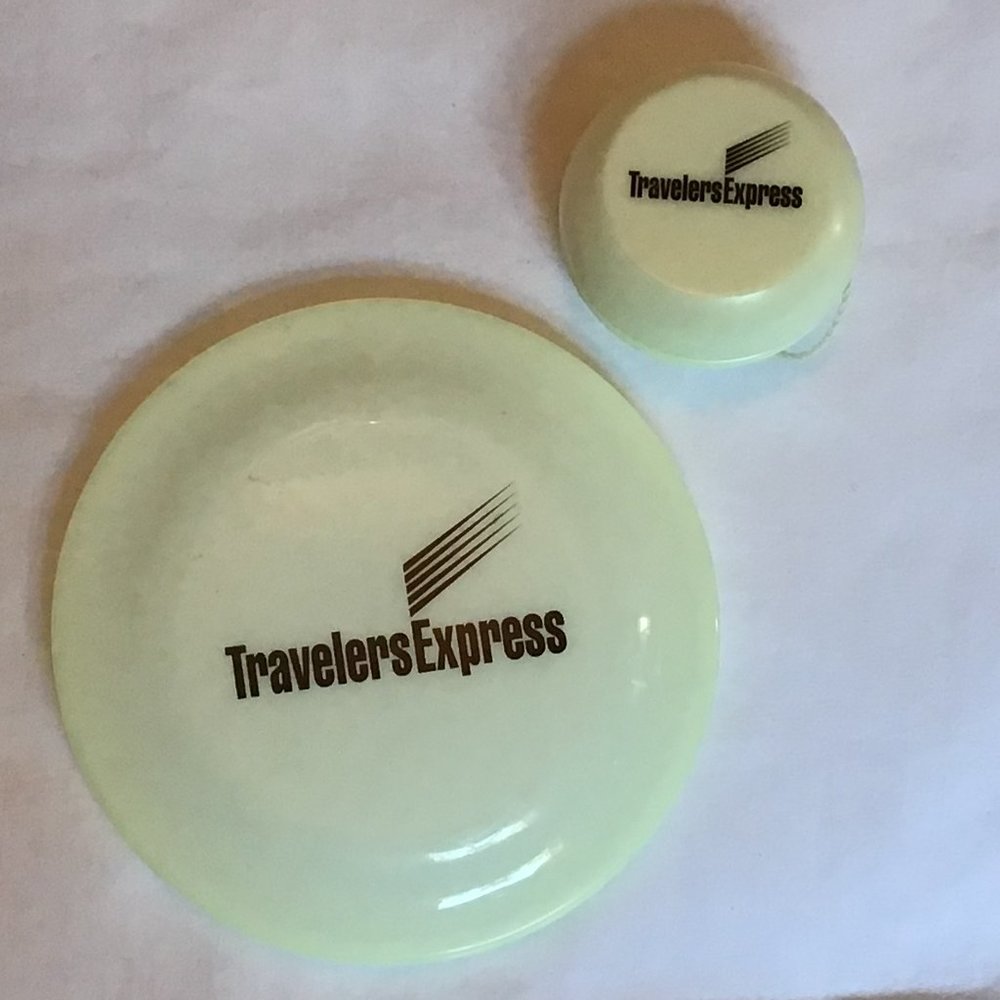 Glow in the dark frisbee and glow in the dark yo-yo
